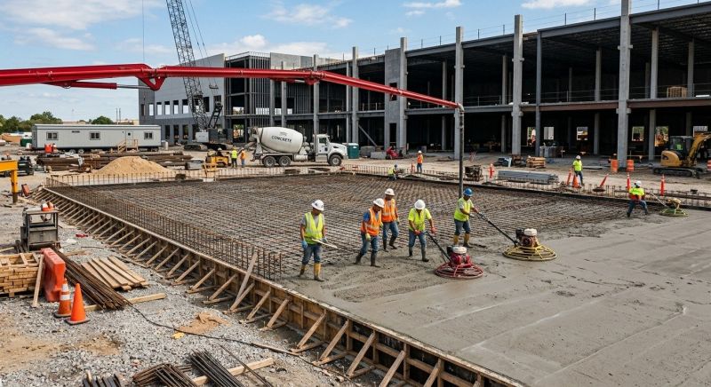 Commercial Slab Installation in Williamsburg, VA
