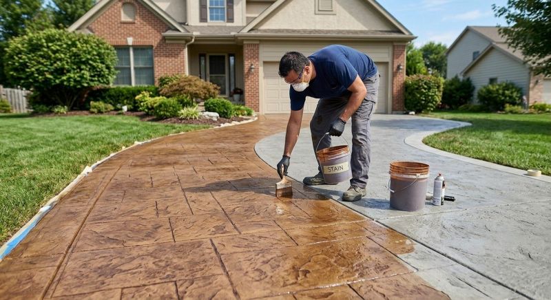 Driveway Concrete Staining in Dallas, TX